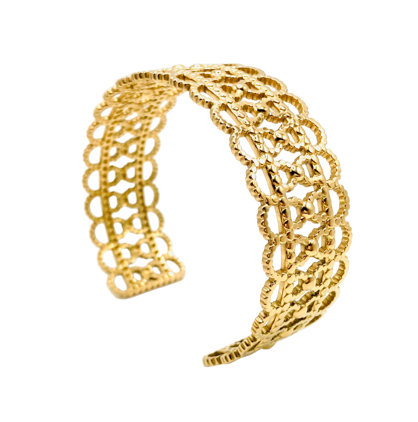 Bracciale Bangle Rigido Acciaio Oro Stile Orientale