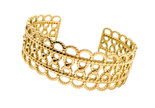 Bracciale Bangle Rigido Acciaio Oro Stile Orientale
