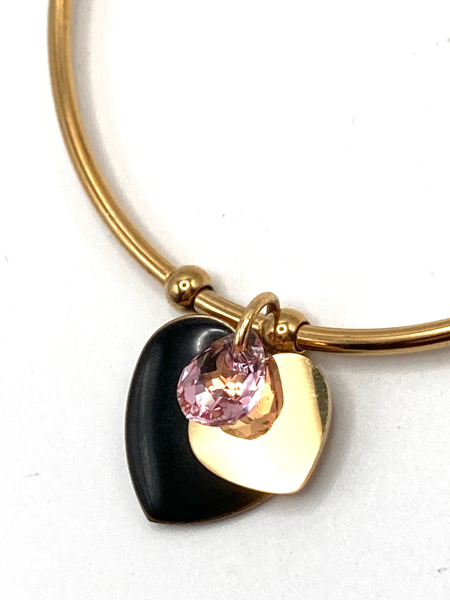 Bracciale Rigido con Charms Cuore e Goccia in Cristallo