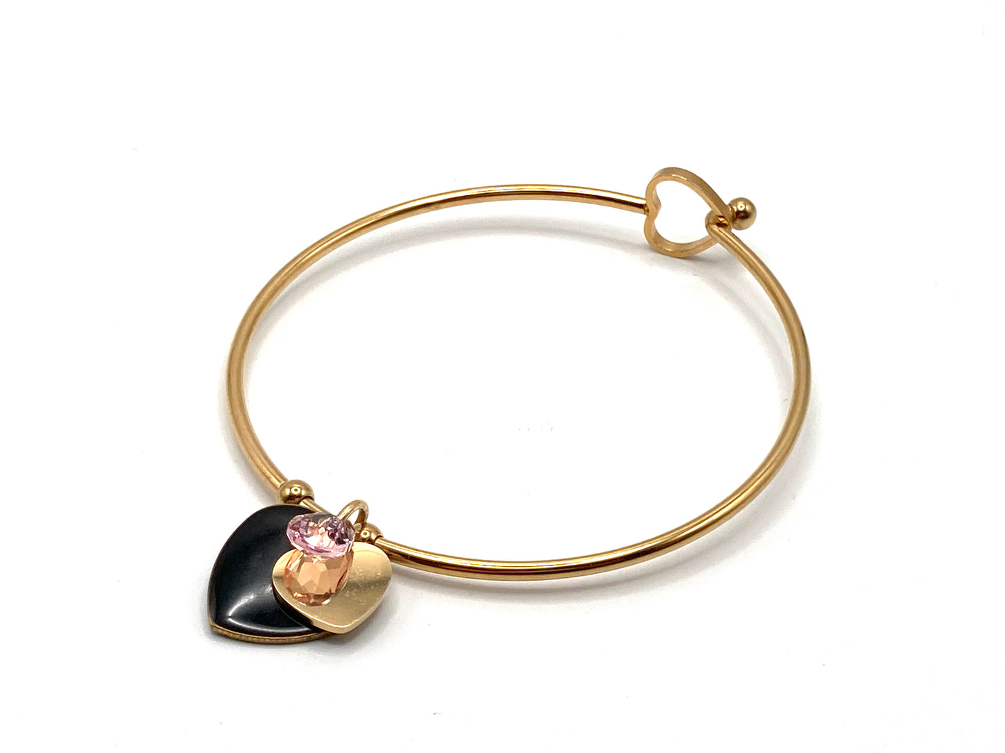 Bracciale Rigido con Charms Cuore e Goccia in Cristallo