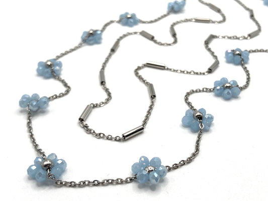 Collana con Fiori in Cristallo 🌸 Doppio Giro Acciaio