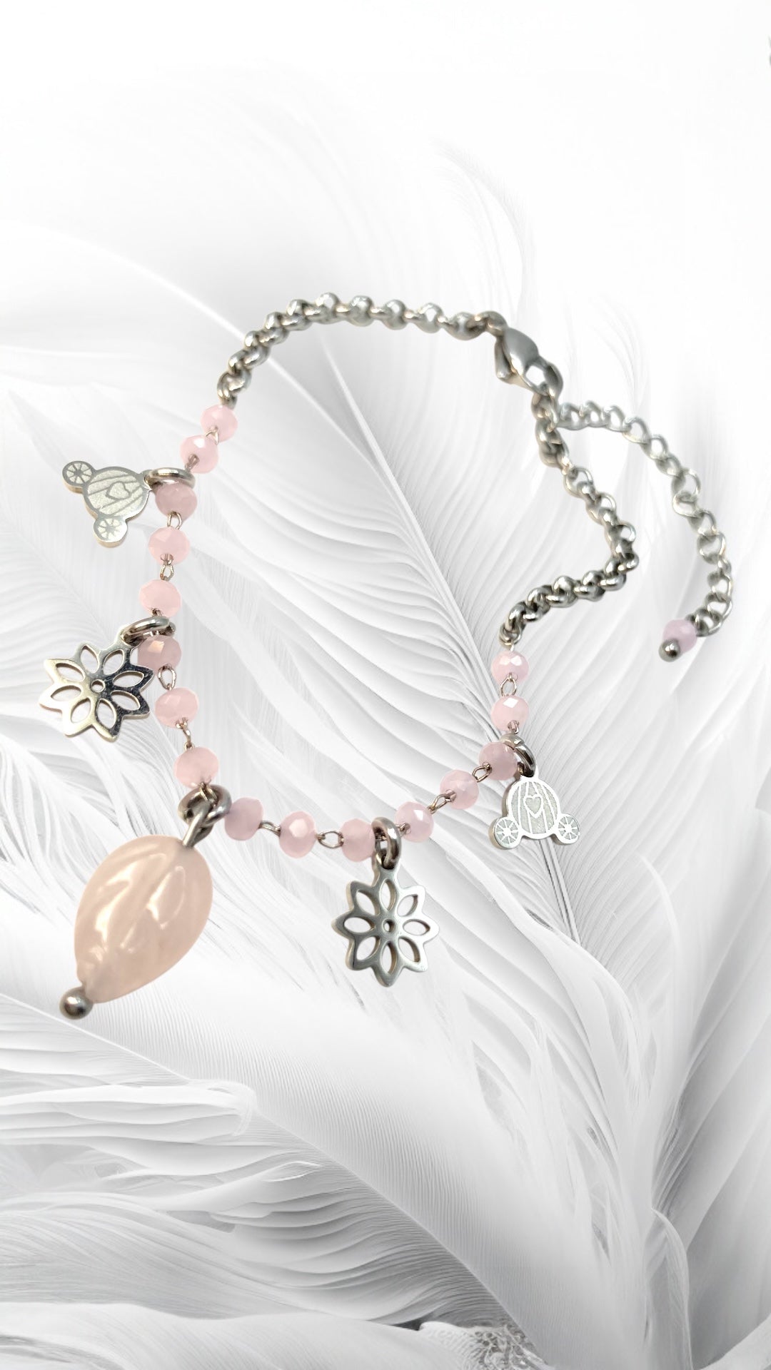 Bracelet en quartz en forme de feuille