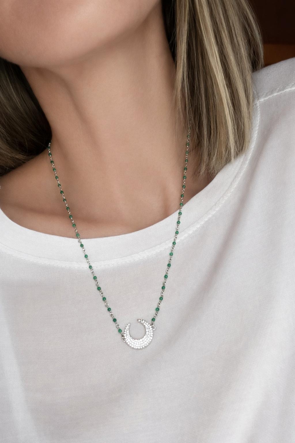 Collana Rosario Argento 925 con Ciondolo Luna 🌙
